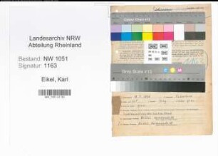 Entnazifizierung Karl Eikel , geb. 13.07.1895 (Rechnungspruefer)