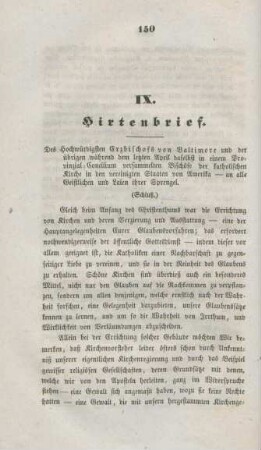 150-160 Hirtenbrief des Hochwürdigsten Erzbischofs von Baltimore : Schluß