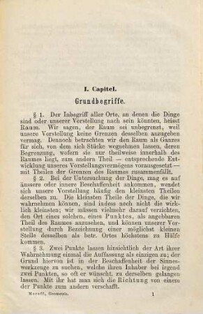 Die ersten Sätze der ebenen Geometrie : Grundbegriffe. Winkel. Dreieck. Viereck ; mit in den Text gedruckten Figuren