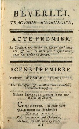 Béverlei : Tragédie bourgeoise, imitée de l'anglais, en 5 actes et en vers libres