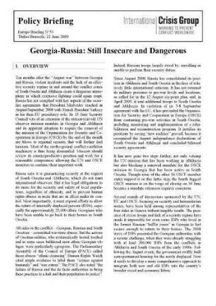 Georgia-Russia : still insecure and dangerous