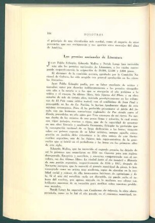 Los premios nacionales de literatura