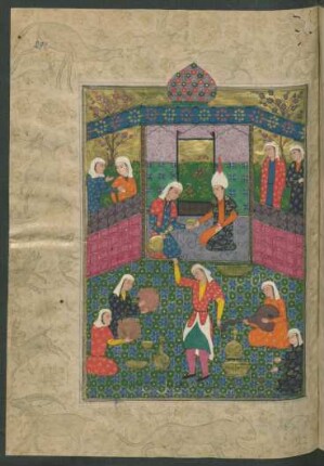 Illustration: Yūsuf (Josef) und Zulaiḫā (?) bei festlichem Gelage