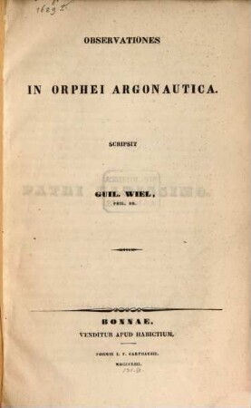 Observationes in Orphei Argonautica