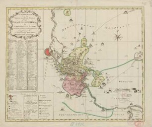 Accurate Delineation des zu dem Saechsischen Chur Creisse gehörigen Ammtes Gommern der Graffschafft Barby, nebst darinnen befindlichen Orten auch angrenzenden Gegenden Geographice entworffen.