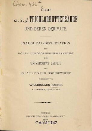 Über [Alpha. Beta. Beta] Trichlorbuttersäure und deren Derivate