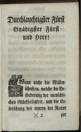 Durchlauchtigster Fürst Gnädigster Fürst und Herr!