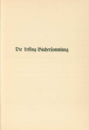 Die Lessing-Büchersammlung