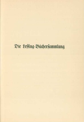 Die Lessing-Büchersammlung
