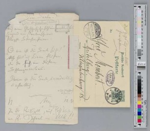 Postkarte an Alfred Mombert