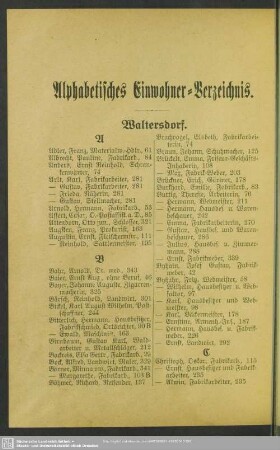 Einwohnerverzeichnis : Alphabetisches Einwohnerverzeichnis