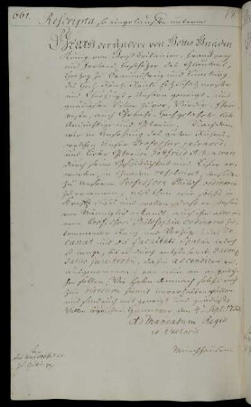 Beförderung des außerordentlichen Professors Achenwall zum ordentlichen Professor der Philosophie.