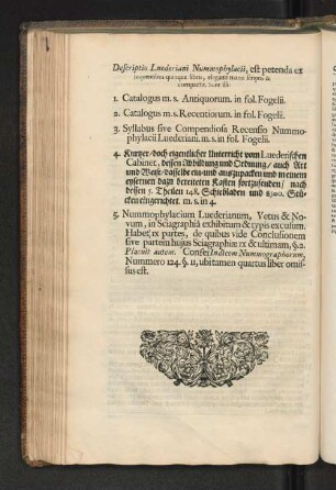 Descriptio Luederiani Nummophylacii, est petenda ex lequentibus quninque ...