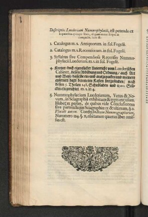 Descriptio Luederiani Nummophylacii, est petenda ex lequentibus quninque ...