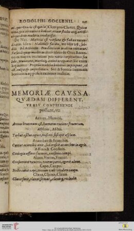 Memoriae cavssa qvaedam different