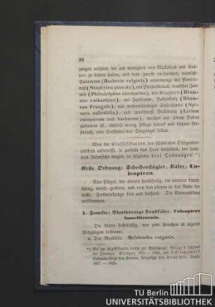 Erste Ordnung: Scheidenflügler, Käfer, Coleoptera.