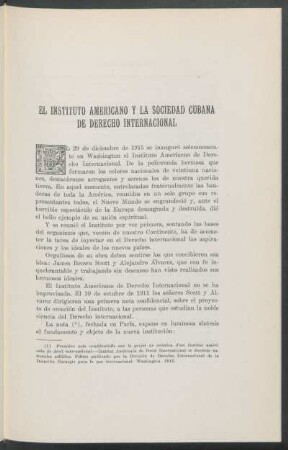 El Instituto Americano y La Sociedad Cubana de Derecho Internacional