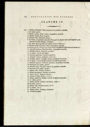 Explication des Figures. Planche IV.