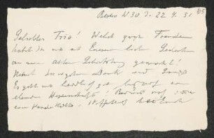 Brief von Heinrich Grünfeld an Gerhart Hauptmann