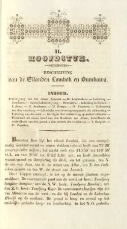 II. Hoofdstuk. Beschrijving van de Eilanden Lombok en Sumbawa