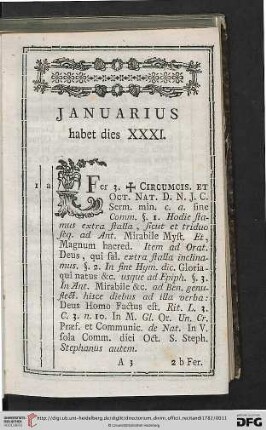 JANUARIUS. Habet dies XXXI