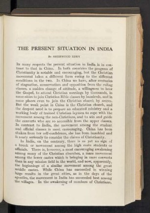 The present situation in India