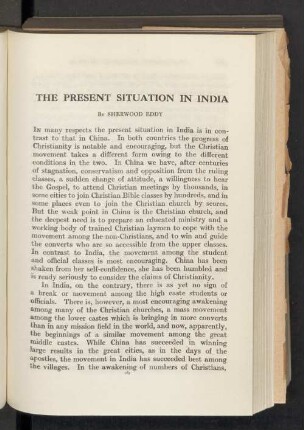 The present situation in India