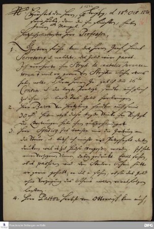 Brief von Heinrich Julius Elers an August Hermann Francke.