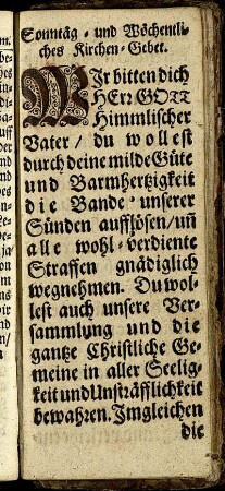Sonntäg- und Wöchentliches Kirchen-Gebet. - Wöchentliches Bet-Stunden Gebet.