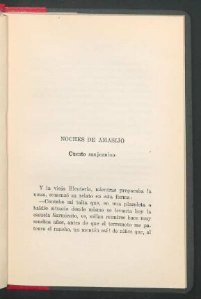 Noches de amasijo : Cuento sanjuanino