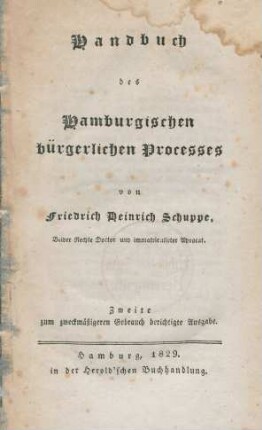 Handbuch des Hamburgischen bürgerlichen Processes