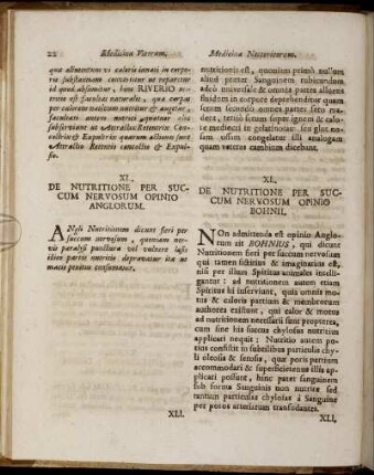 XL. De Nutritione Per Succum Nervocum Opinio Anglorum. / XL. De Nutritione Per Succum Nervocum Opinio Bohnii. - LXXX. De Usu Mamarum, Seu Generatione Lactis, Opionio Veterum. / LXXX. De Usu Mamarum, Seu Generatione Lactis, Opionio Neotericorum.