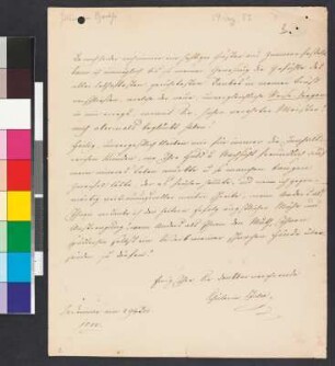 Brief von Egloffstein, Julie Gräfin von und zu an Goethe, Johann Wolfgang von