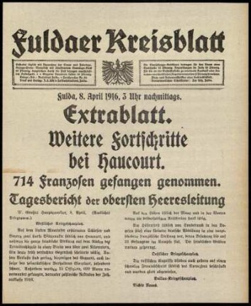 Ausgabe vom Samstag, den 08. April 1916.