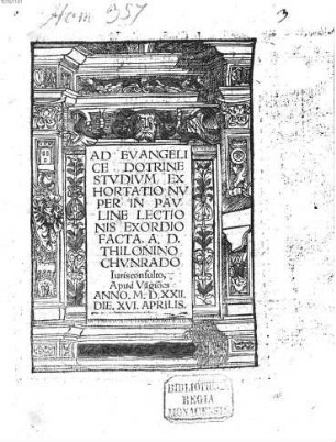 Ad Evangelice Dotrine Stvdivm Exhortatio