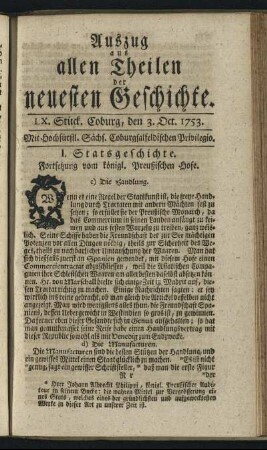 LX. Stück. Coburg, den 3. Oct. 1753.