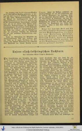 Unsere elsaß-lothringischen Nachbarn.