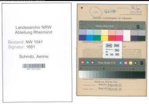 Entnazifizierung Aenne Schmitz , geb. 31.03.1917 (Naeherin)