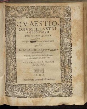 Quaestioonum Illustrium Logicarum Disputatio Quinta