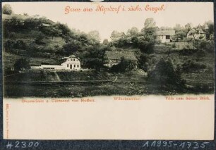 Die Baumschule und Gärtnerei von Hoffert, dem Gasthof "Wilhelmshöhe" und der Villa "Zum fernen Blick" in Kipsdorf im Erzgebirge
