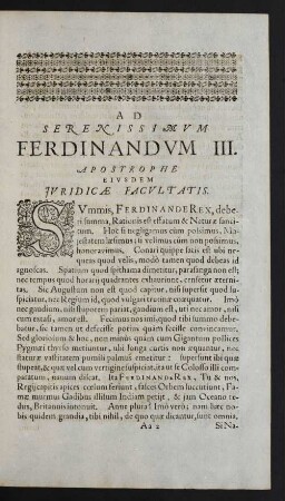 Ad Serenissimum Ferdinandum III.