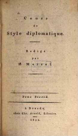 Cours de style diplomatique, 2