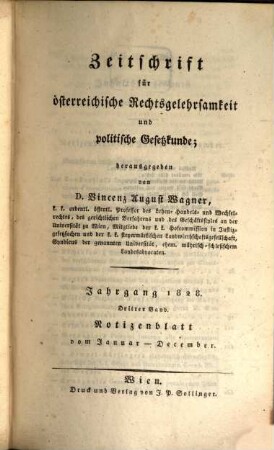 Zeitschrift für österreichische Rechtsgelehrsamkeit und politische Gesetzkunde. 1828,3