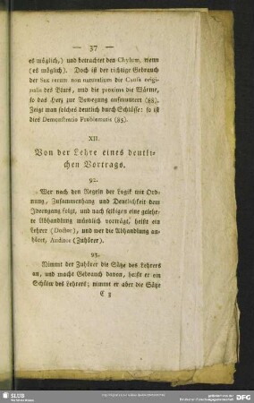 XII. Von der Lehre eines deutlichen Vortrags