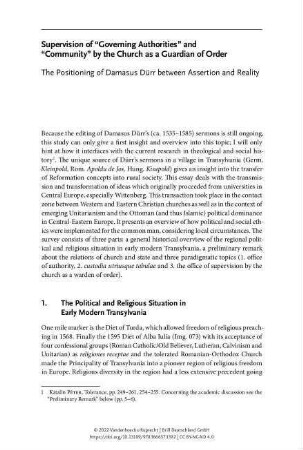 Supervision of “Governing Authorities” and “Communities” by the Church as a Guardian of Order