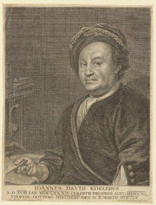Johann David Köhler aus Colditz, Prof. in Altdorf 1711 und in Göttingen 1735; geb. 18. Januar 1684; gest. 10. März 1755