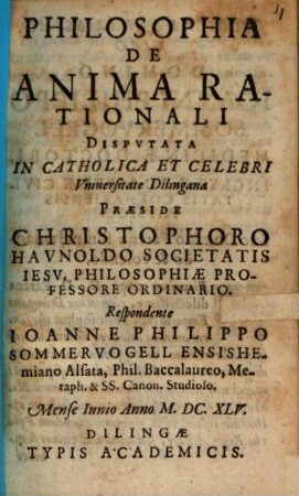 Philosophia De Anima Rationali