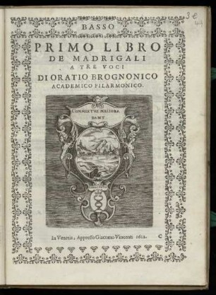 Orazio Brognonico: Primo libro de madrigali a tre voci. Basso