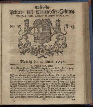 Nro. 23, Montag den 4. Junii 1753