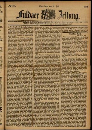 Ausgabe vom Samstag, den 31. Juli 1886.